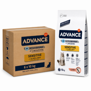 Advance Gato Adult Sensitive Salmón y Arroz 10kg x6 – Pienso para gatos digestión sensible