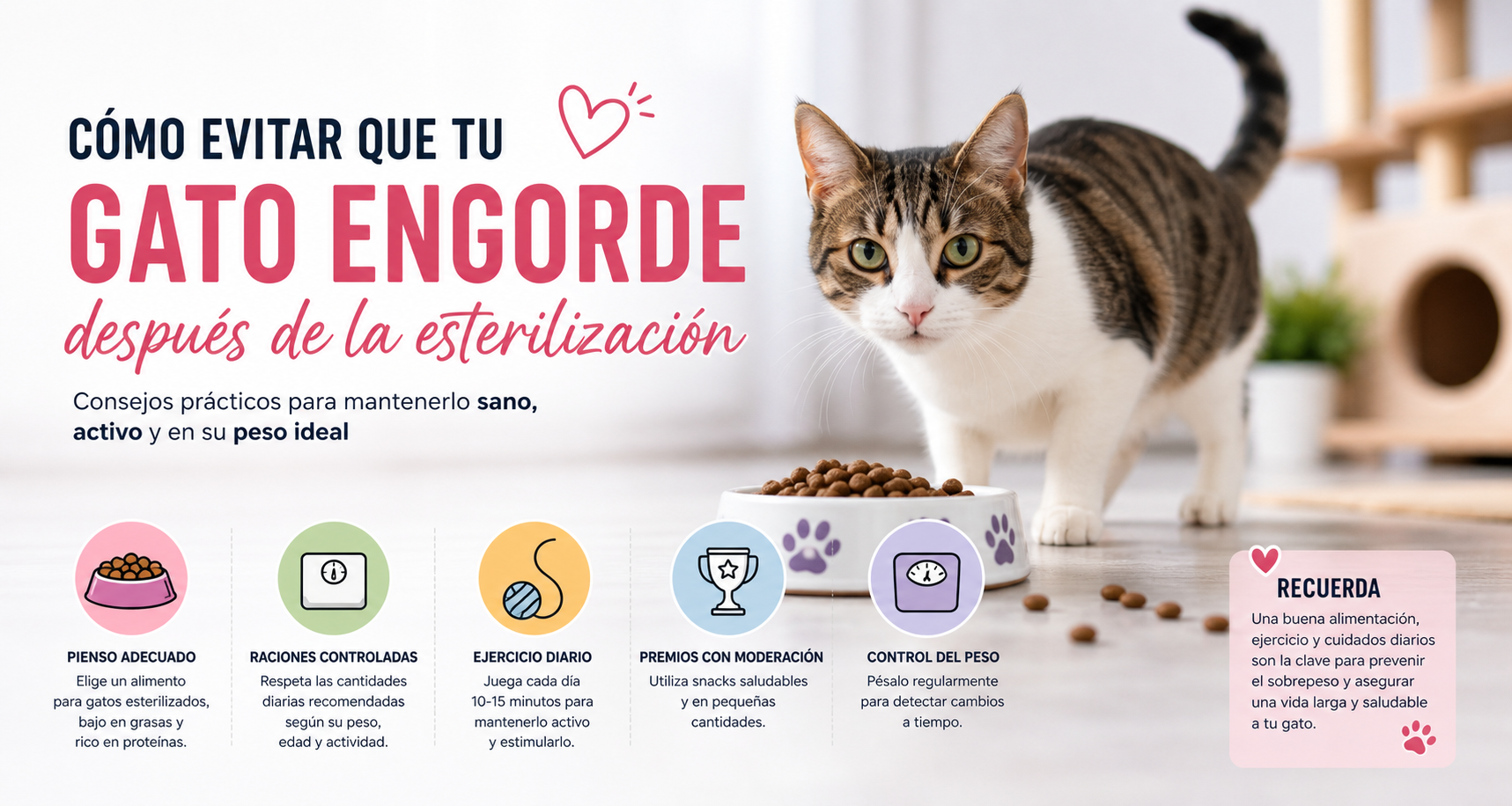 Cómo evitar que tu gato engorde después de la esterilización
