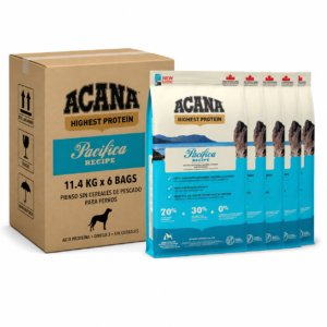 Acana Pacifica 11.4kg x6 – Pienso sin cereales de pescado para perros alta proteína Omega 3